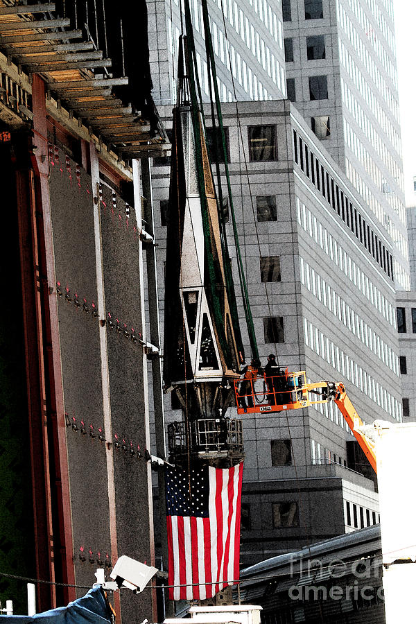 Preparing the final Spire at the WTC Photograph by Steven Spak