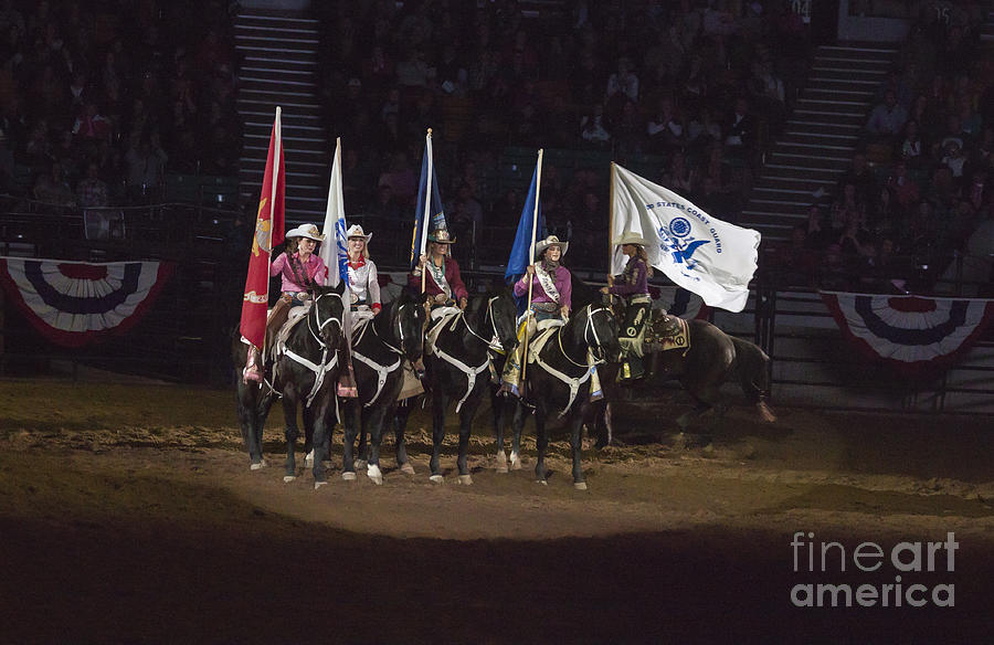 Flag Photograph - Presenting The Colors on Horseback by Janice Pariza