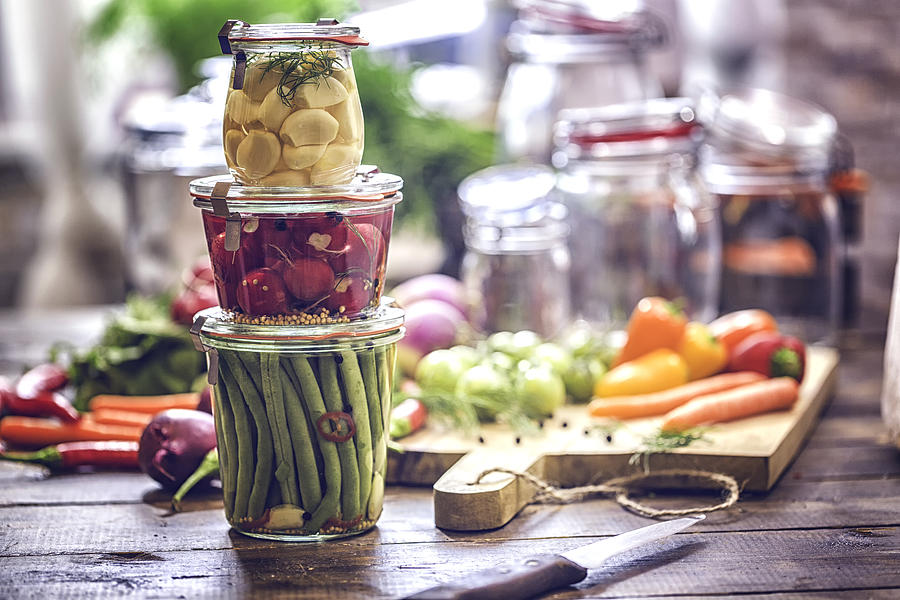 Preserving Organic Vegetables in Jars Photograph by GMVozd