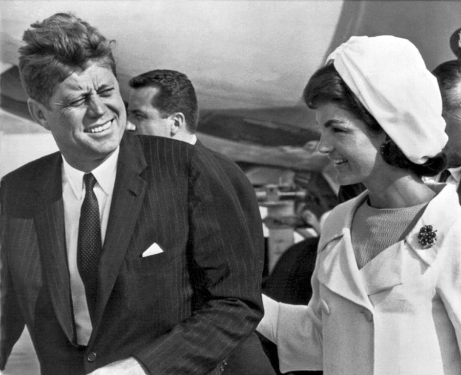 Black And White Photograph - President and Mrs. Kennedy by Underwood Archives