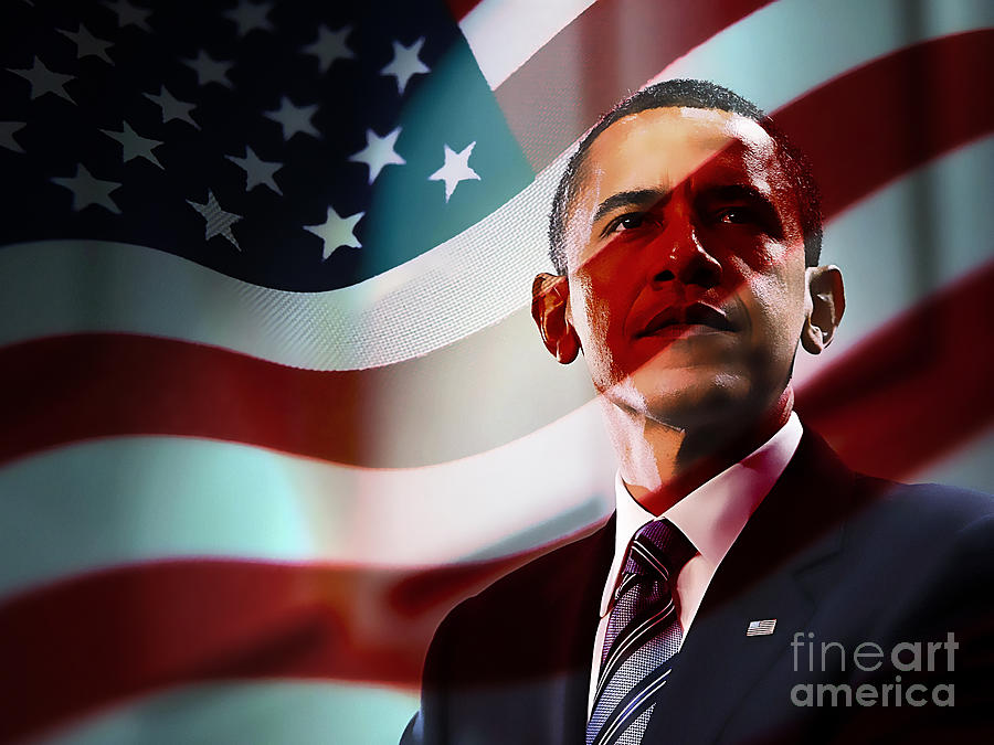 Celebrity Mixed Media - President Barack Obama by Marvin Blaine