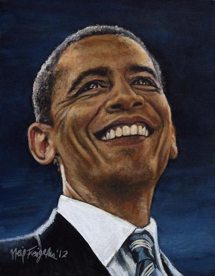 Portrait Painting - President Barack Obama by Neil Feigeles