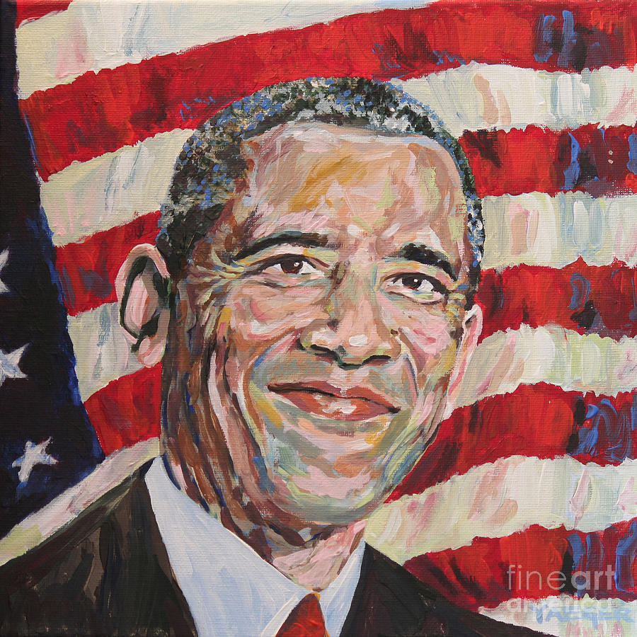 Chicago Painting - President Barack Obama Portrait by Robert Yaeger