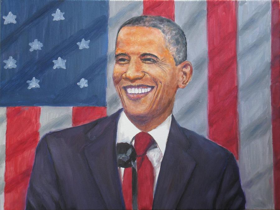 President Barak Obama Painting by Samuel Daffa