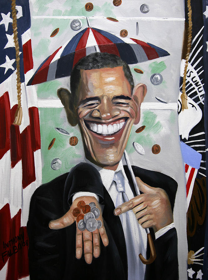 President Painting - President Barock Obama Change by Anthony Falbo