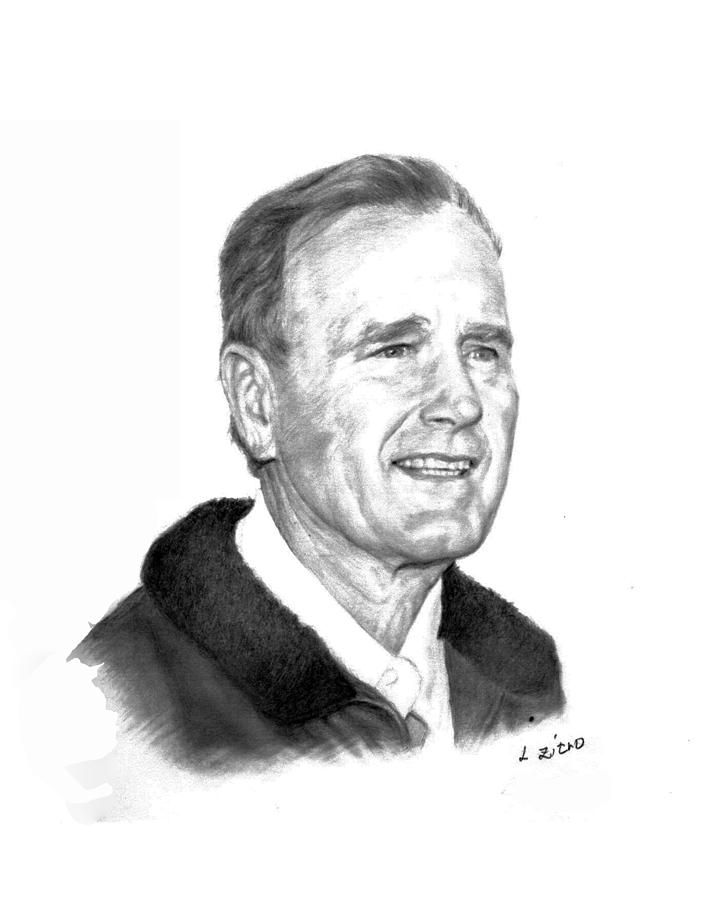 President George Bush Sr Drawing by Lou Ortiz - Fine Art America