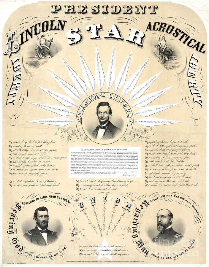President Lincoln Acrostic Star 1864 Photograph by Padre Art
