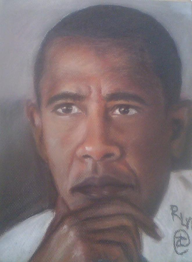 Celebrity Portrait Pastel - President Obama  by Ronnie Melvin