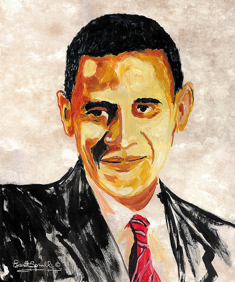 44th President of the United States of America - Barack Obama Painting by Everett Spruill