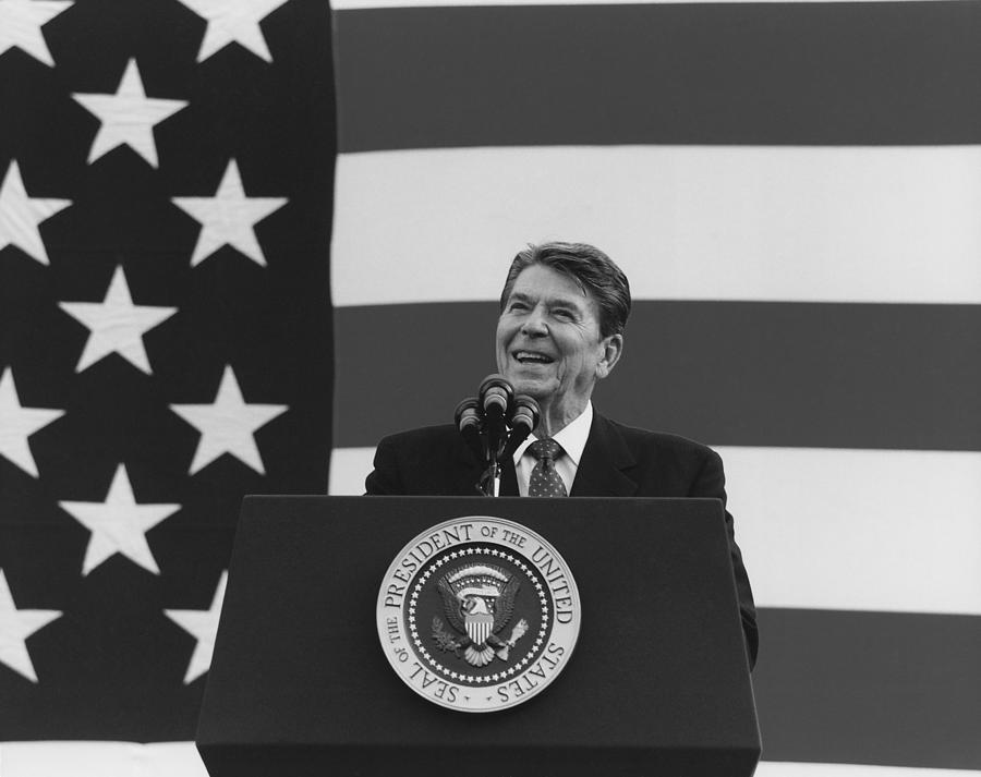 President Reagan American Flag Photograph
