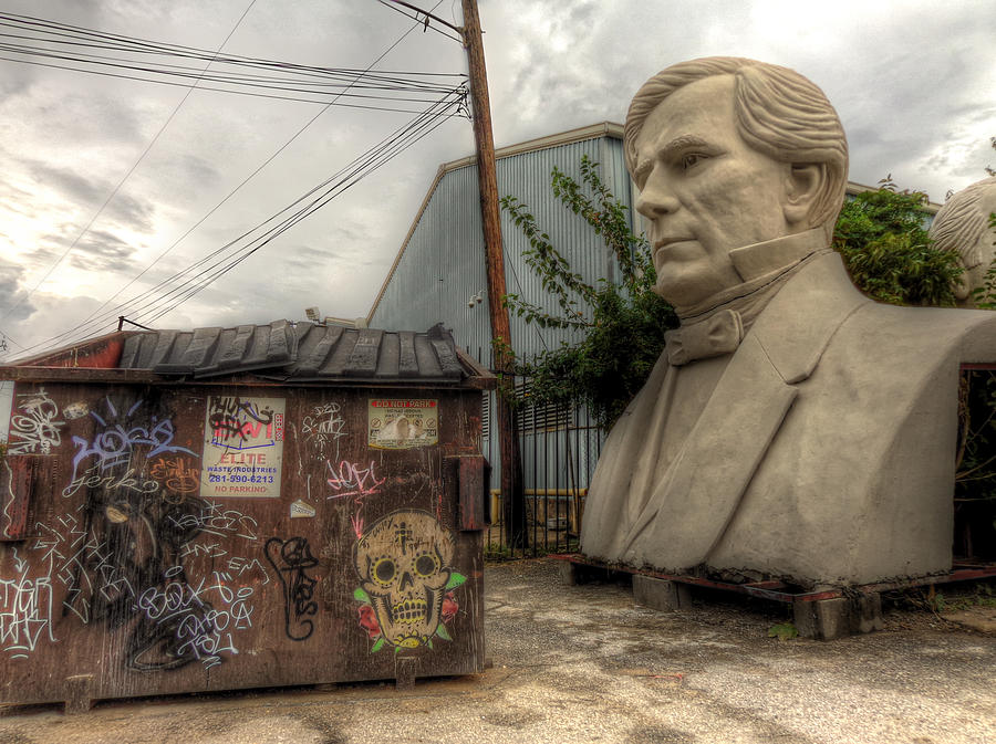 Presidents bust and dumpster Photograph by Micah Goff