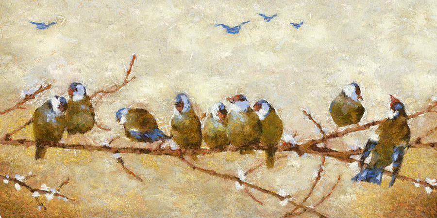 Pretty Birds all in a Row Digital Art by Charmaine Zoe