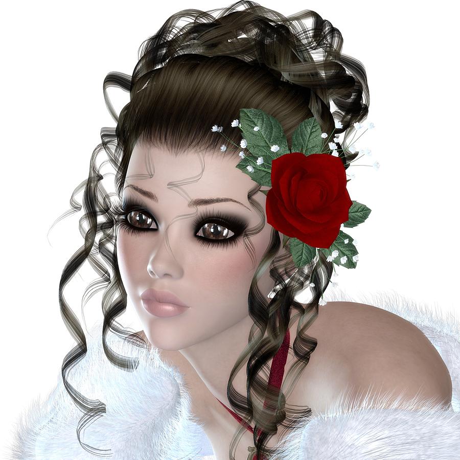 Pretty Brunette Woman Digital Art by Marcella - Fine Art America