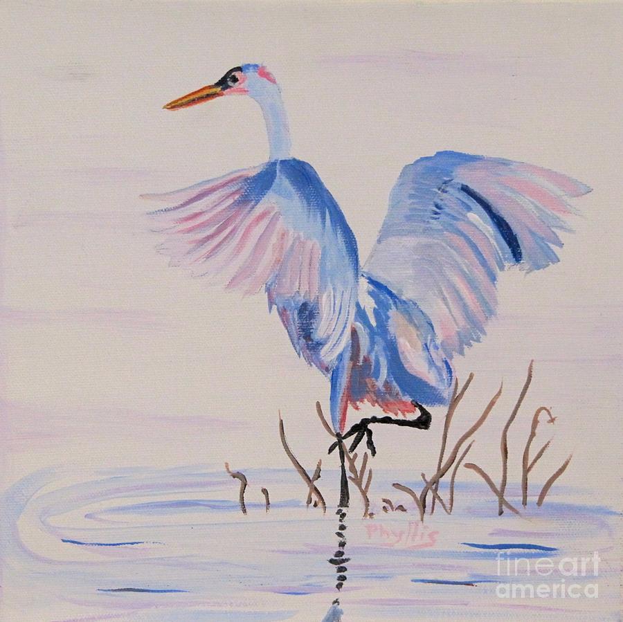 Pretty Crane Painting by Phyllis Kaltenbach