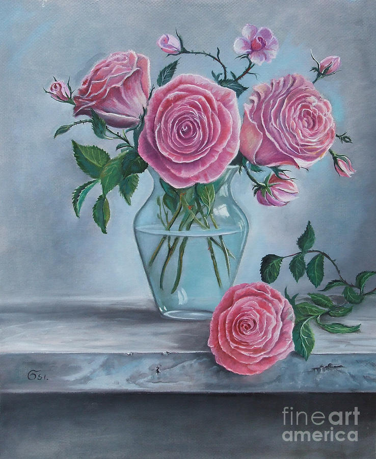 Still Life Painting - Pretty in Pink by Osi