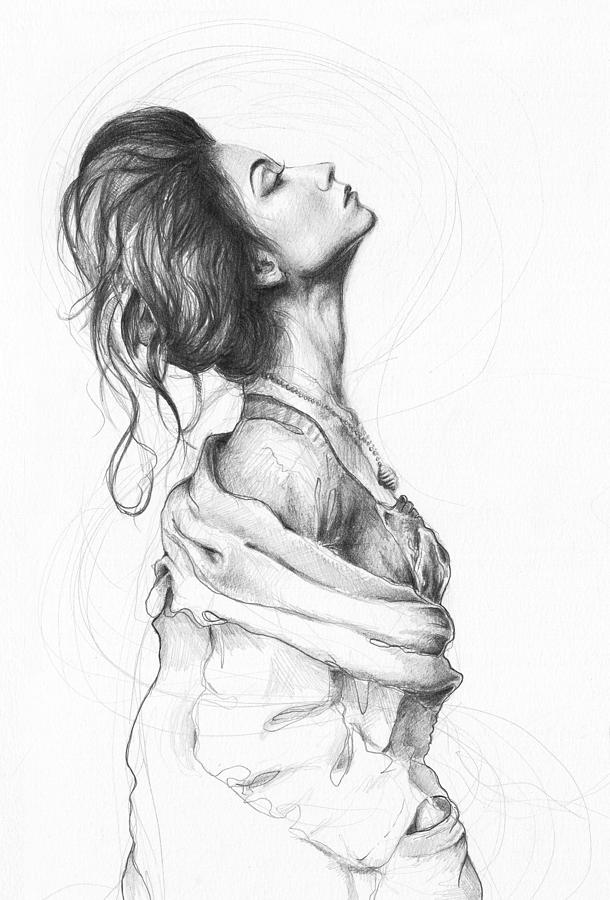 Woman Drawing - Pretty Lady by Olga Shvartsur