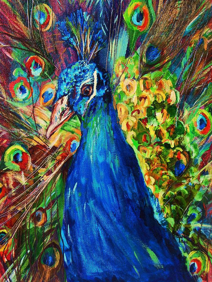 Peacock Painting - Pretty Peacock by Sherri Trout