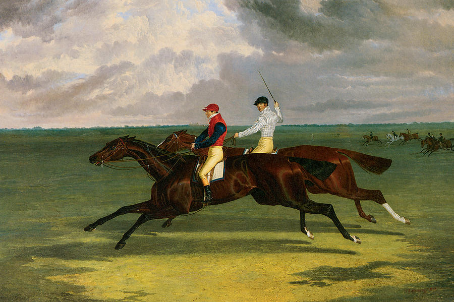 Horse Painting - Priam Beating Lord Exeters Augustus at Newmarket by John Frederick Herring