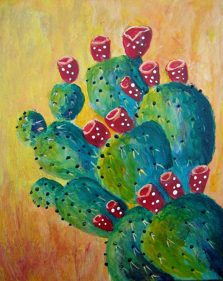 Prickly Pear Painting by Suzanne Theis