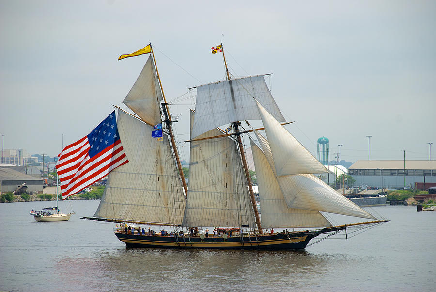 Pride of Baltimore II passing by Fort McHenry Photograph by Mark Dodd
