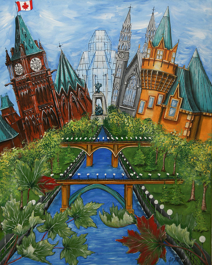 Fall Painting - Pride Of Ottawa With Maple Leaves #1 by Jill Alexander