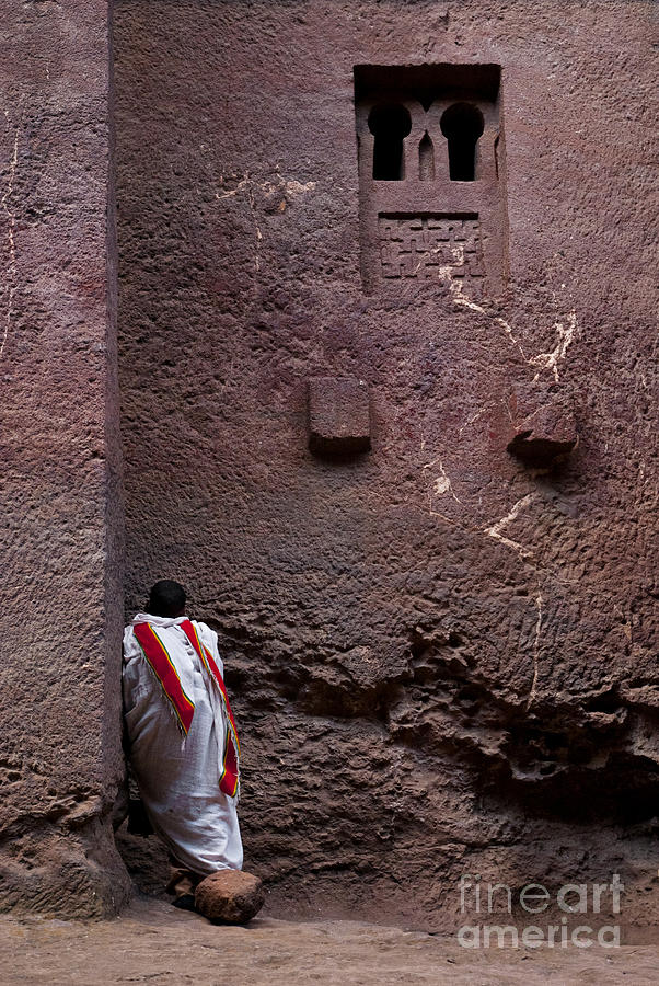 Priest Praying Outside Church In Lalibela Ethiopia Photograph by JM Travel Photography