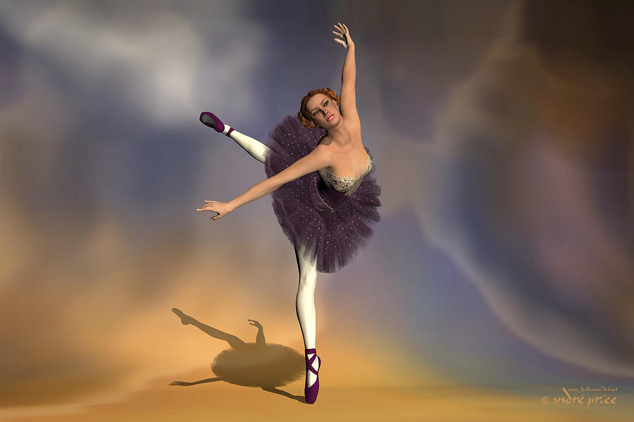 Ballerina Digital Art - Prima ballerina Georgia Attitude on Pointe 3D Art by Alfred Price