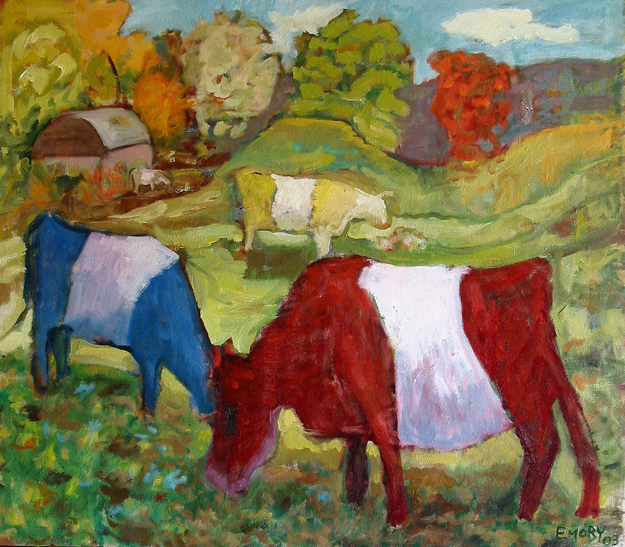 Primary Colors Painting - Primary Cows by Paul Emory