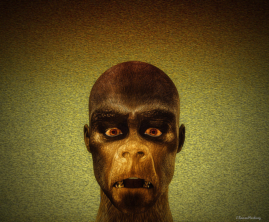 Ape Digital Art - Surprised Primate by Ramon Martinez