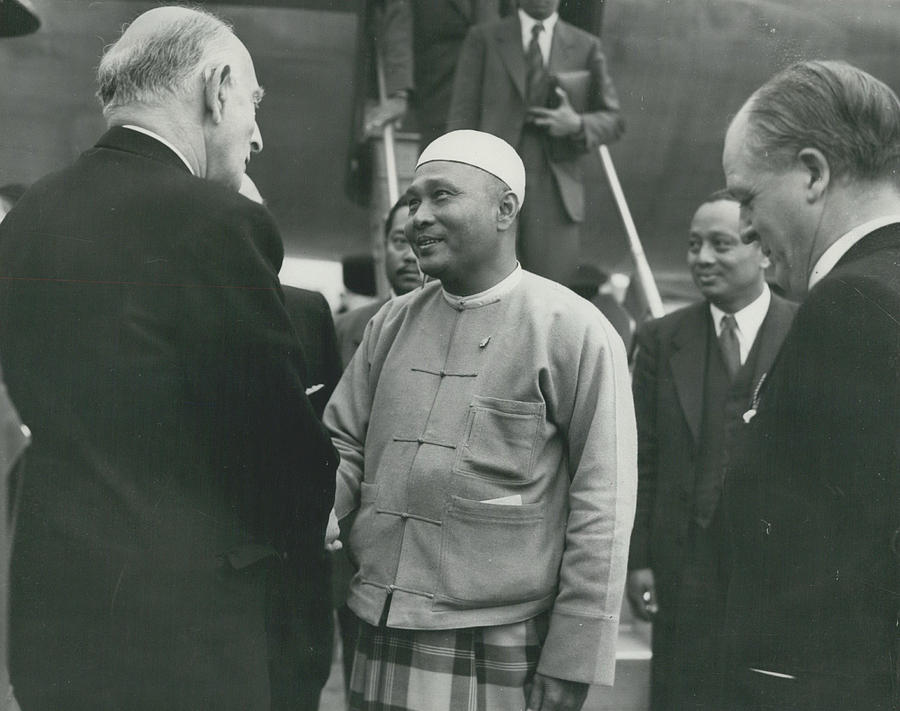 Prime Minister Of Burma Arrives At London Airport Photograph by Retro