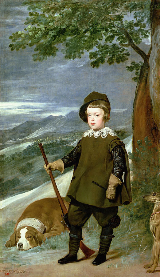 Dog Photograph - Prince Balthasar Carlos 1629-49 Dressed As A Hunter, 1635-36 Oil On Canvas by Diego Rodriguez de Silva y Velazquez