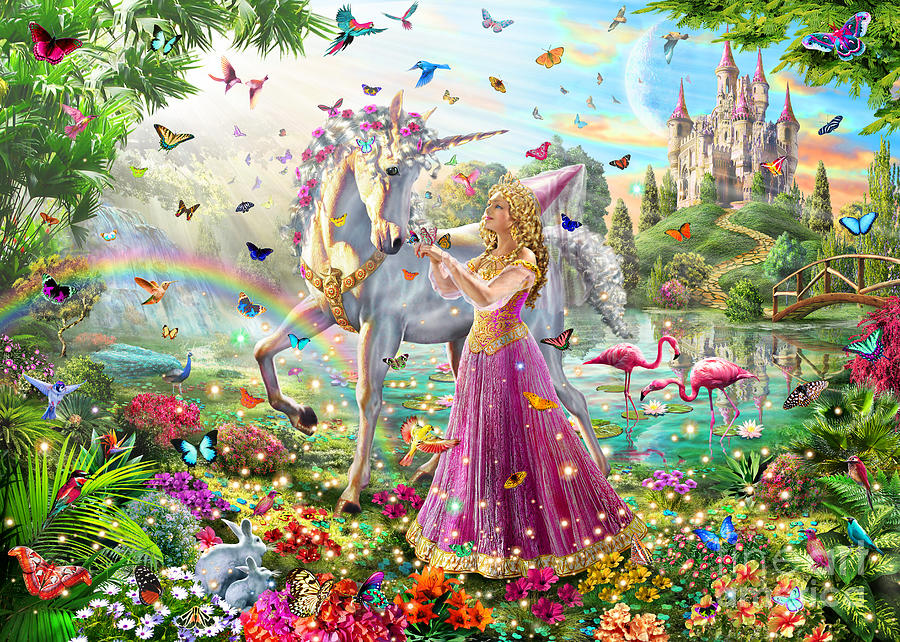 Princess and the Unicorn Digital Art by MGL Meiklejohn Graphics Licensing