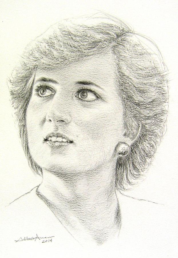 Portrait Drawing - Princess Diana by Salman Ameer