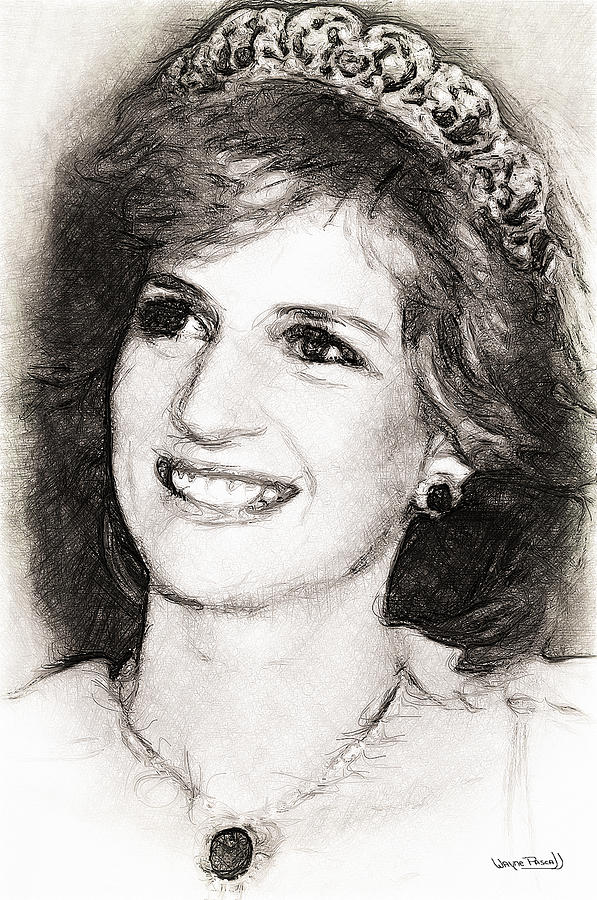 Princess Diana Drawing by Wayne Pascall