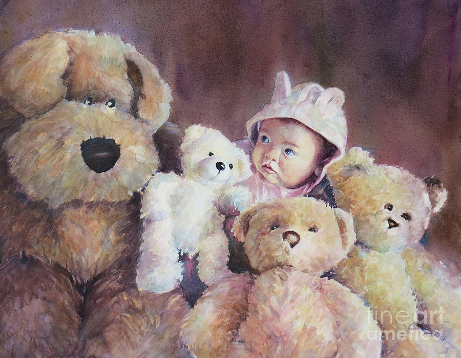 Stuffed Animal Painting - Princess Layla and Friends by Gabriele Baber