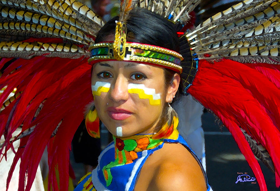 Native American Digital Art - Princess Red Feather Close Up by Joe Paradis