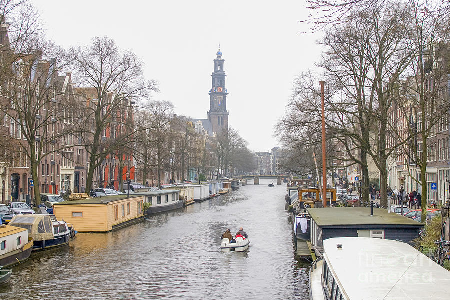 Architecture Photograph - Prinsengracht with Westerkerk in Amsterdam by Patricia Hofmeester