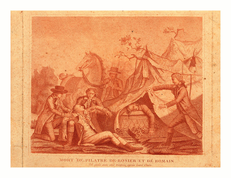 Vintage Drawing - Print Shows The Death Of Balloonists Jean-franois Pilatre by French School