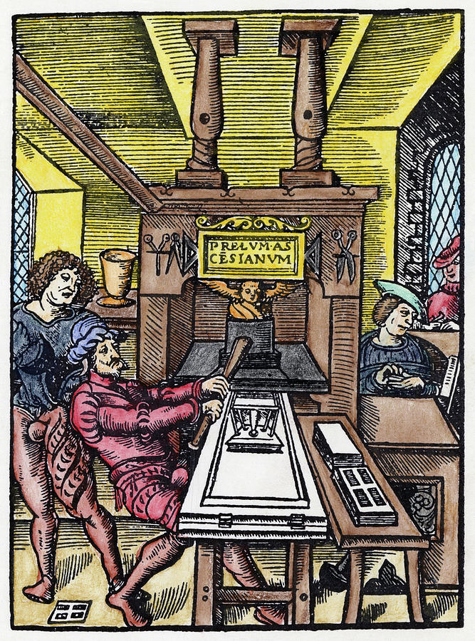 Printing Office, 1530 Painting by Granger