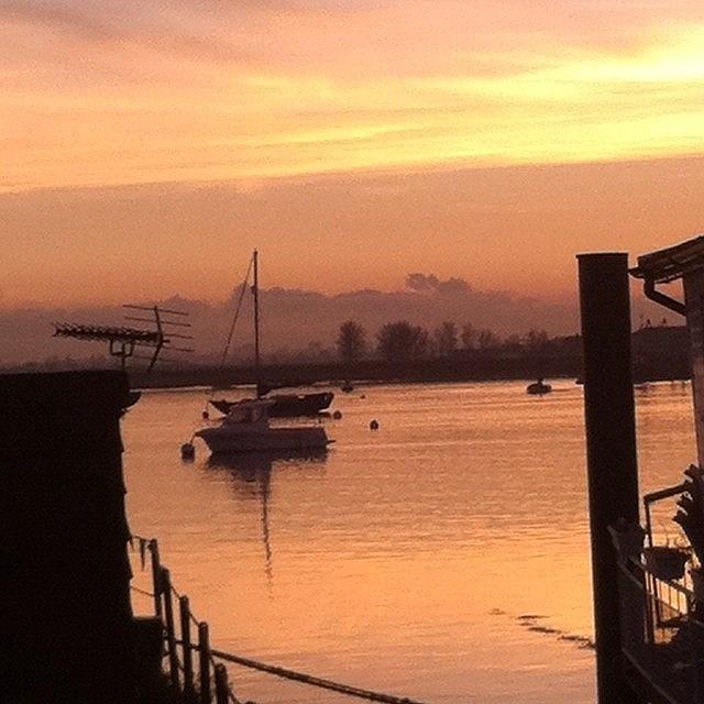 Sunset Photograph - Prior Boatyard #sunset #river by Ariadne Blue