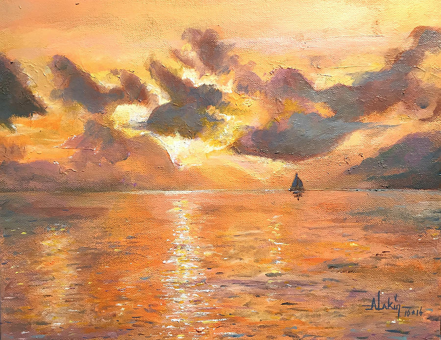 Priscillas Sunrise Painting by Alan Lakin