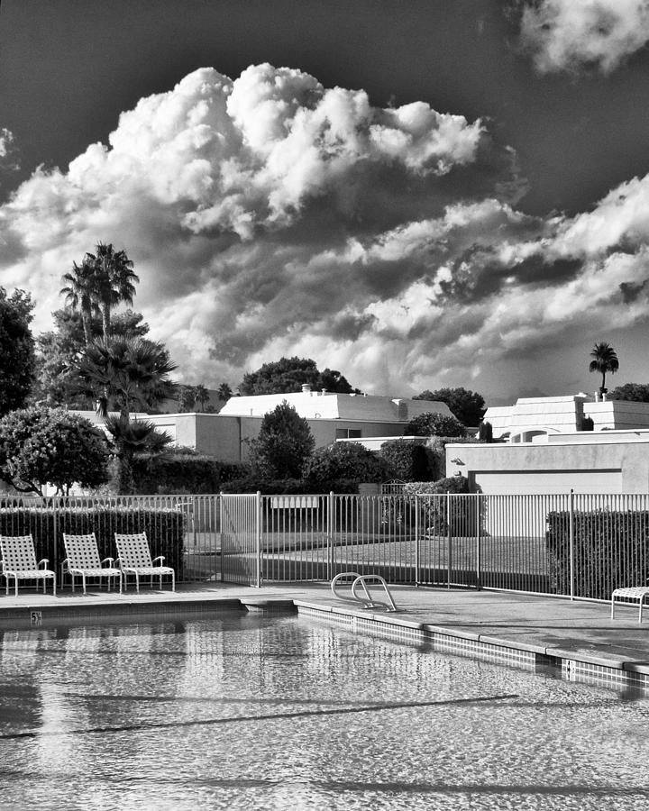 PRISTINE POOL BW Marrakesh Palm Springs Photograph by William Dey