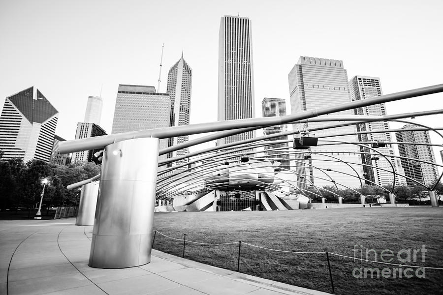 Pritzker Pavilion Chicago Black And White Picture Photograph