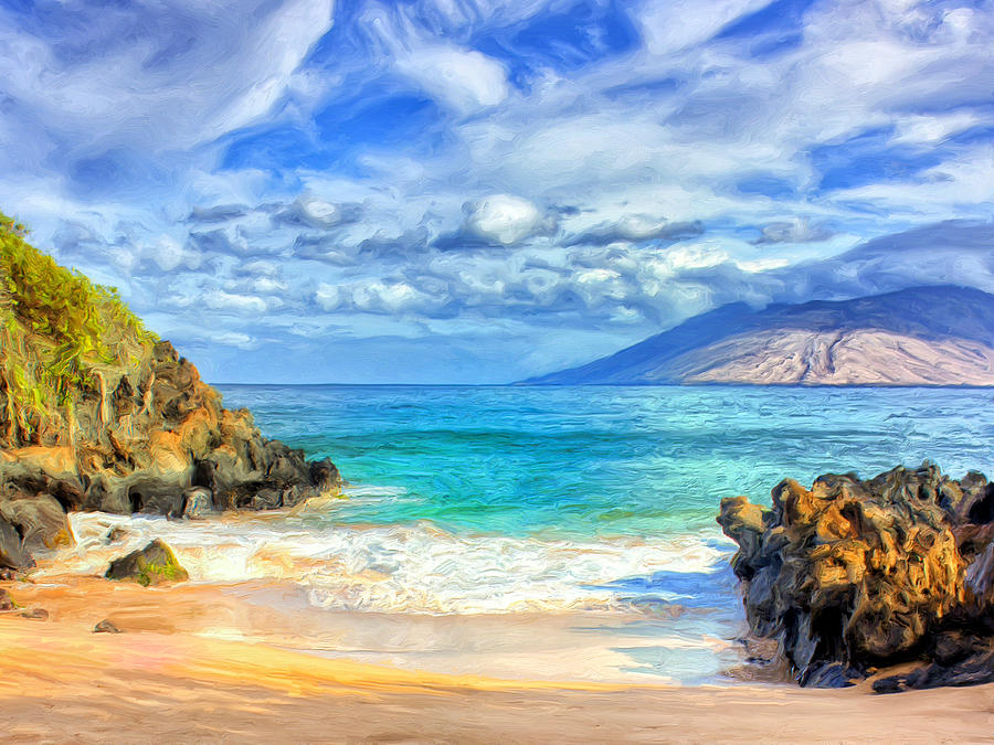 Private Beach at Wailea Maui Painting by Dominic Piperata