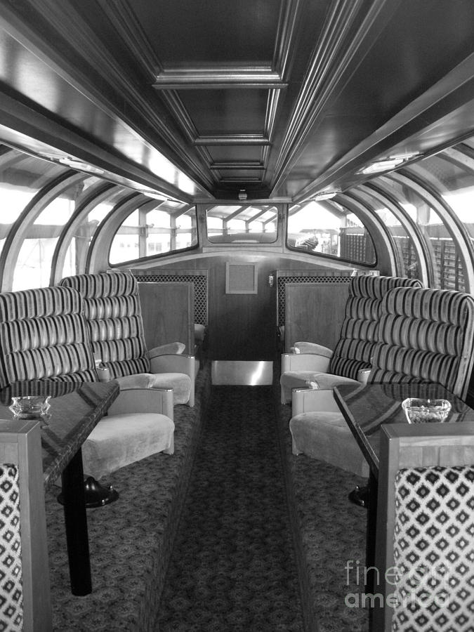 Private Dome Rail Car Black And White Photograph by Joseph Baril