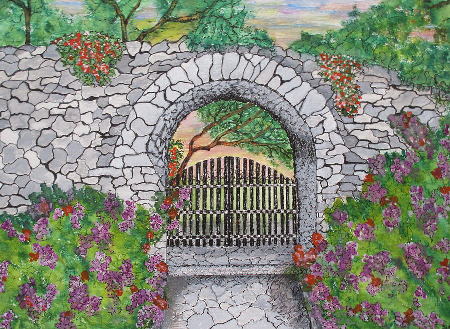Private Garden at Sunset Painting by Ashley Goforth
