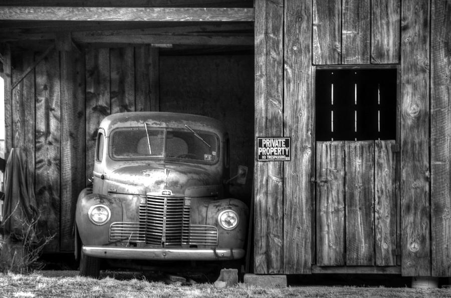 Private Parking Black and White Photograph by Ken Smith