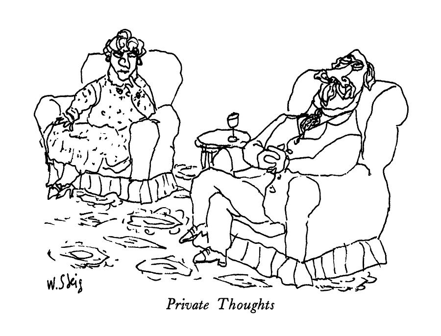 Private Thoughts Drawing by William Steig