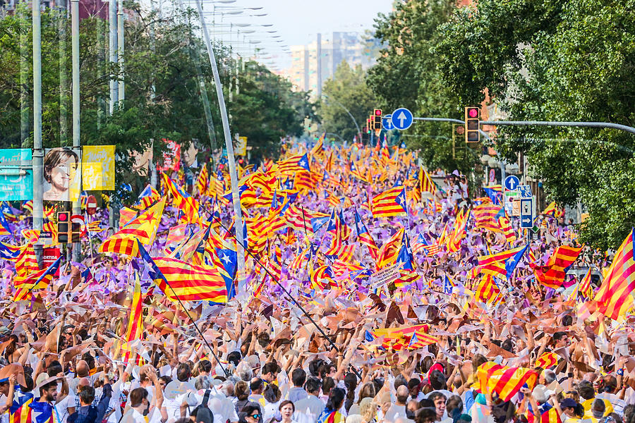 Pro independence rally in Barcelona with crowd Photograph by Artur Debat