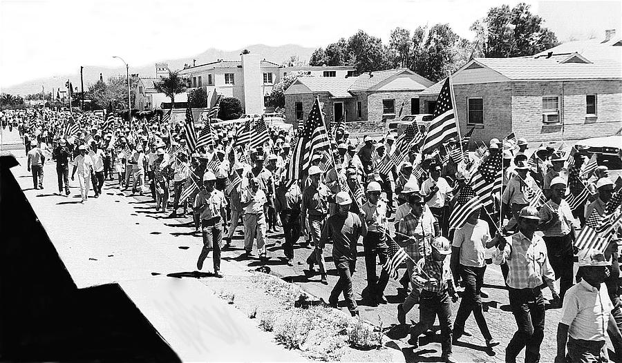 Pro-Viet Nam War marchers Tucson Arizona 1970 black and white Photograph by David Lee Guss
